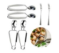 DOERDO Lot de 6 pinces à escargots en acier inoxydable avec fourchettes, outil de cuisine pour la cuisine et le service de restaurant, 15,2 cm