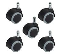 Dörner + Helmer 450022 Lot de 5 accessoires Roulettes de chaise pivotantes douces pour parquet - 50 mm - Sans essorage - Charge maximale : 40 kg - Multicolore