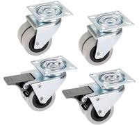 Jeu de roulettes de meuble avec plaque de montage 19 mm, 4 pcs