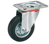 dörner + helmer 711172 Roulette, en caoutchouc avec plaque de Stock 125 x 37 mm/Rouleau 100 x 85 mm