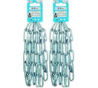 Dörner + Helmer Chaîne en acier rond, épaisseur 5 mm, longueur 2 m, acier galvanisé, maillons longs, capacité de charge 125 kg, argent (Lot de 2)