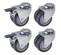 Dörner + Helmer Lot de 4 roulettes doubles pour appareils 75 mm TPE avec trou arrière de 10,2 mm, protection de fil, mélange de rouleaux, capacité de charge 300 kg/lot