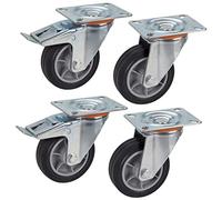 Dörner + Helmer Lot de 4 roulettes pivotantes 100 mm TPE, plaque 100 x 85 mm, mélange de rouleaux, charge maximale 210 kg/set