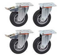Dörner + Helmer Lot de 4 roulettes pivotantes 125 mm TPE, plaque 100 x 85 mm, mélange de rouleaux, charge maximale 300 kg/set