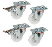 Dörner + Helmer Lot de 4 roulettes pivotantes en polypropylène 80 mm, plaque 100 x 85 mm, mélange de rouleaux, charge maximale 300 kg/set