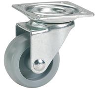 Dörner + Helmer Roulette pivotante pour meuble - 30 mm x 15 mm - Roue en plastique - Charge maximale : 30 kg - Plaque de 42 mm x 42 mm - Sans frein