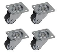 Dörner + Helmer Roulette pivotante pour meuble avec roue souple et plaque, 25 x 13 mm, roulement coulissant, plaque 40 x 40 mm, charge maximale 45 kg/lot
