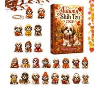 Dog Christmas Countdown Calendar - 2D Fall Theme Dog Wall Ornament | 24 Days Christmas Countdown for Holiday, Home, Farmhouse, Door, Window, Tree, Wall, Fireplace
