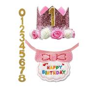 Dog Decorations Set, Adjustable Scarf Hat, Puppy Party Outfit with Number Design, Pet Celebration Accessory with Soft Fabric, Costume Tool for Dog Cat Small Animal Home Indoor Birthday