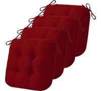 DOGACA Coussin de Chaise Carrés Lot de 2/4/6, Galette de Siège Antidérapant avec Attaches for Cuisine, Salle à Manger, Bureau, Bar, Jardin, Intérieur et Extérieur(16,4pcs:35x35cm)