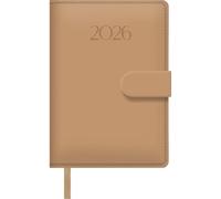Dohe - Agenda 2026 - Jour par Page, 12,5x18 cm, Couverture Souple en Similicuir, Fermeture Magnétique à Rabat, Marque-Page, 12 Mois Janvier à Décembre, Planificateur Annuel en Espagnol - Pretty Beige