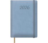 Dohe - Agenda 2026 - Jour par Page, A5 (15x21 cm), Couverture Rigide en Similicuir, Fermeture Élastique, Marque-Page, 12 Mois Janvier à Décembre, Planificateur Annuel en Espagnol - Samba Bleu Clair