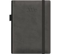 Dohe - Agenda 2026 - Jour par Page, A5 (15x21 cm), Couverture Rigide Souple en Similicuir, Fermeture Élastique, Porte-Stylo Latéral, Marque-Page, Planificateur Annuel en Espagnol - Melbourne Gris