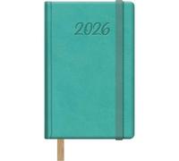Dohe - Agenda 2026 - Semaine Vue, Format 8,5x13 cm, Couverture Rigide en Similicuir, Fermeture Élastique, Marque-Page, 12 Mois Janvier à Décembre, Planificateur Annuel en Espagnol - Samba Vert Menthe