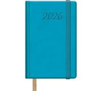 Dohe - Agenda 2026 - Semaine Vue, Format 8,5x13 cm, Couverture Rigide en Similicuir, Fermeture Élastique, Marque-Page, 12 Mois Janvier à Décembre, Planificateur Annuel en Espagnol - Samba Turquoise