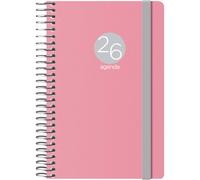 Dohe - Agenda 2026 - Semaine Vue, Format Poche 8,5x13 cm, Couverture Flexible en Plastique, Fermeture Spirale et Élastique, 12 Mois Janvier à Décembre, Planificateur Annuel en Espagnol - Memphis Rose