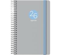 Dohe - Agenda 2026 - Semaine Vue, Format Poche 8,5x13 cm, Couverture Flexible en Plastique, Fermeture Spirale et Élastique, 12 Mois Janvier à Décembre, Planificateur Annuel en Espagnol - Memphis Gris