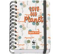 Dohe - Agenda Scolaire 2024 2025 - Jour par Page, A6 (12x17 cm), Fermoir à anneaux et élastique, Espagnol et Anglais, 4 Pages de Autocollants, Septembre à Juin, Matériel Scolaire - WWF Love Our Planet