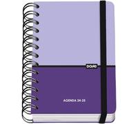 DOHE - Agenda scolaire 2024/2025 - Un jour par page, format A6 (12 x 17 cm), fermeture anneaux et caoutchouc, espagnol et anglais, 4 pages d'autocollants, septembre à juin, matériel scolaire - Duo