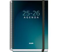 Dohe - Agenda Scolaire 2025 2026 - Jour Page, Taille A5 (15x21 cm), Espagnol et Anglais, Septembre à Juin, Reliure Spirale et Gomme, Couverture Rigide, 4 Pages de Stickers - PRIME Boreal