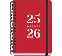 Dohe - Agenda Scolaire 2025 2026 - Page Par Jour, A5 (15x21 cm), Espagnol et Anglais, Septembre à Juin, Spirale Double et Élastique, Couverture Flexible, 4 Pages d'Autocollants - GRAMMAR Rouge