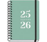 Dohe - Agenda Scolaire 2025 2026 - Page Par Jour, A5 (15x21 cm), Espagnol et Anglais, Septembre à Juin, Spirale Double et Élastique, Couverture Flexible, 4 Pages d'Autocollants - GRAMMAR Vert