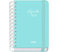 Dohe - Agenda Scolaire 2025 2026 - Page Par Jour, Taille A6 (12x17 cm), Espagnol et Anglais, Fermeture à Spirale Double et Élastique, Couverture Rigide, 4 Pages d'Autocollants - SERENITY Vert
