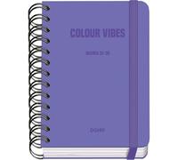Dohe - Agenda Scolaire 2025 2026 - Page Par Jour, Taille A6 (12x17 cm), Espagnol et Anglais, Fermeture à Spirale Double et Élastique, Couverture Rigide, 4 Pages d'Autocollants - COLOUR VIBES Violet