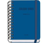 Dohe - Agenda Scolaire 2025 2026 - Page Par Jour, Taille A6 (12x17 cm), Espagnol et Anglais, Fermeture à Spirale Double et Élastique, Couverture Rigide, 4 Pages d'Autocollants - COLOUR VIBES Bleu