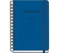 Dohe - Agenda Scolaire 2025 2026 - Semainier, Taille A5 (15x21 cm), Espagnol et Anglais, Fermeture à Spirale Double et Élastique, Couverture Rigide, 4 Pages d'Autocollants - COLOUR VIBES Bleu