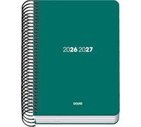 Dohe - Agenda Scolaire 2026 2027 - Septembre à Juin, Jour par Page, A6 (12x17 cm), Couverture Flexible en Plastique Rigide, Reliure Spirale, Espagnol et Anglais - Element Vert