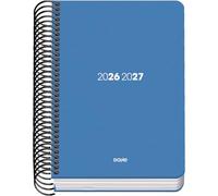 Dohe - Agenda Scolaire 2026 2027 - Septembre à Juin, Jour par Page, A6 (12x17 cm), Couverture Flexible en Plastique Rigide, Reliure Spirale, Espagnol et Anglais - Element Bleu