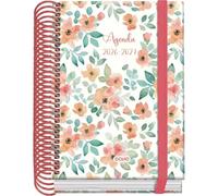 Dohe - Agenda Scolaire 2026 2027 - Septembre à Juin, Jour par Page, A6 (12x17 cm), Couverture Rigide, Fermeture à Spirale et Élastique, 2 Pages d’Autocollants, Espagnol et Anglais - Candy