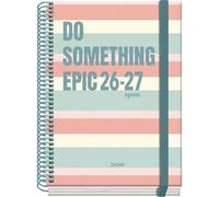 Dohe - Agenda Scolaire 2026 2027 - Septembre à Juin, Vue Hebdomadaire, A5 (15x21 cm), Couverture Rigide, Fermeture à Spirale et Élastique, 2 Pages d’Autocollants, Espagnol et Anglais - Epic