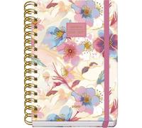 Dohe - Agenda Scolaire 2026 2027 - Septembre/Juin, Semaine Vue, A5 15x21 cm, Couverture Rigide Souple, Double Spirale, Fermeture Élastique, 2 Pages d’Autocollants, Espagnol et Anglais - Magnolia