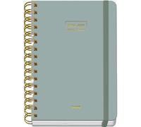 Dohe - Agenda Scolaire 2026 2027 - Septembre/Juin, Semaine Vue, A5 15x21 cm, Couverture Rigide Souple, Double Spirale, Fermeture Élastique, 2 Pages d’Autocollants, Espagnol et Anglais - Vert
