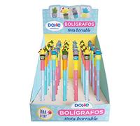 Dohe Présentoir de 36 Stylos Cactus - Encre Bleue Effaçable - Capot Motif Cactus
