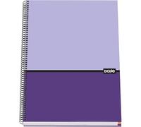 DOHE - Cahier A4 Quadrillé - 100 Feuilles Épais 90 g/m², Taille 22,8x30 cm, Couverture Rigide, Reliure à Anneaux, Quadrillage 5 mm, Fournitures Scolaires - DUO Violet
