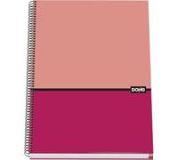 DOHE - Cahier A4 Quadrillé - 100 Feuilles Épais 90 g/m², Taille 22,8x30 cm, Couverture Rigide, Reliure à Anneaux, Quadrillage 5 mm, Fournitures Scolaires - DUO Rose