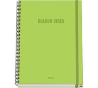 DOHE - Cahier A4 Quadrillé - 100 Feuilles Épaisseur 90 g/m², Format 22,8x30 cm, Couverture Rigide, Reliure à Anneaux et Élastique, Quadrillage 5 mm, Fournitures Scolaires - COLOUR VIBES Citron Vert