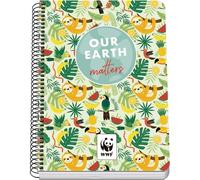 DOHE - Cahier A4 Quadrillé - 80 Feuilles Grammage 90 g/m², Format 21x31 cm, Couverture en Carton Rigide, Reliure à Anneaux, Quadrillage 4 mm, Fournitures Scolaires - WWF Tropic