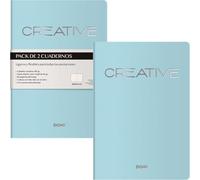DOHE - Cahier A5 intérieur lisse (2 unités) - Dimensions 15 x 21 cm, 40 feuilles (80 pages), 90 g/m², notes, organisation ou dessin, couverture souple - CREATIVE turquoise