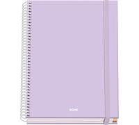 DOHE - Cahier A5 Quadrillé - 100 Feuilles Épaisseur 90 g/m², Format 16,2x21 cm, Couverture Rigide, Reliure à Anneaux et Élastique, Quadrillage 5 mm, Fournitures Scolaires - SERENITY Violet