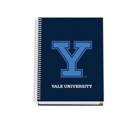 DOHE - Cahier A5 quadrillé - Reliure spirale, 100 feuilles de 90 g/m², quadrillage 5 mm, couverture rigide, Yale University Navy, matériel scolaire - Bleu