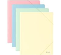 Dohe - Chemises A4+ Avec Élastiques Et Rabats (4 Pcs) - Format 23,5x32 Cm, Couleurs Pastel : Bleu, Rose, Jaune Et Vert, Fabriquées En Plastique Rigide Résistant 600 Microns, Fournitures Scolaires
