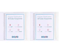 Dohe - Classeur avec anneaux 30 pochettes - A4 (24,5 x 31,5 cm), couverture personnalisable avec poche, fermeture à élastiques - Fournitures de bureau et scolaires (Lot de 2)