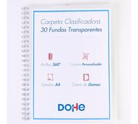 Dohe - Classeur avec anneaux 30 pochettes - A4 (24,5 x 31,5 cm), couverture personnalisable avec poche, fermeture à élastiques - Fournitures de bureau et scolaires