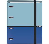 Dohe - Classeur avec Recharges - Classeur 4 Anneaux, A4 (28x32 cm), 100 Feuilles Quadrillées 5x5 mm, 4 Intercalaires Colorés, Pochette de Rangement Supplémentaire et Fermeture Élastique - DUO Bleu