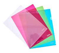 Dohe - Dossiers en Plastique Porte-documents A4 (Lot de 40) - 22x31 cm, 4 Couleurs, Avec Poignée, Ouverture Supérieure et Latérale, Polypropylène Cristal Translucide 120 microns - Fourniture de bureau