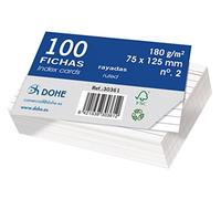 DOHE - Fiches cartonnées offset blanches de 180 g, lignées - nº 2 - 75 x 125 mm